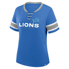 Detroit Lions Women's Redzone Draw Play Athena Lace-Up T-Shirt - Blue - Fanatics