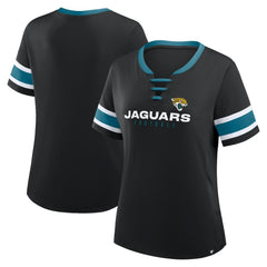 Jacksonville Jaguars Women's Redzone Draw Play Athena Lace-Up T-Shirt - Black - Fanatics