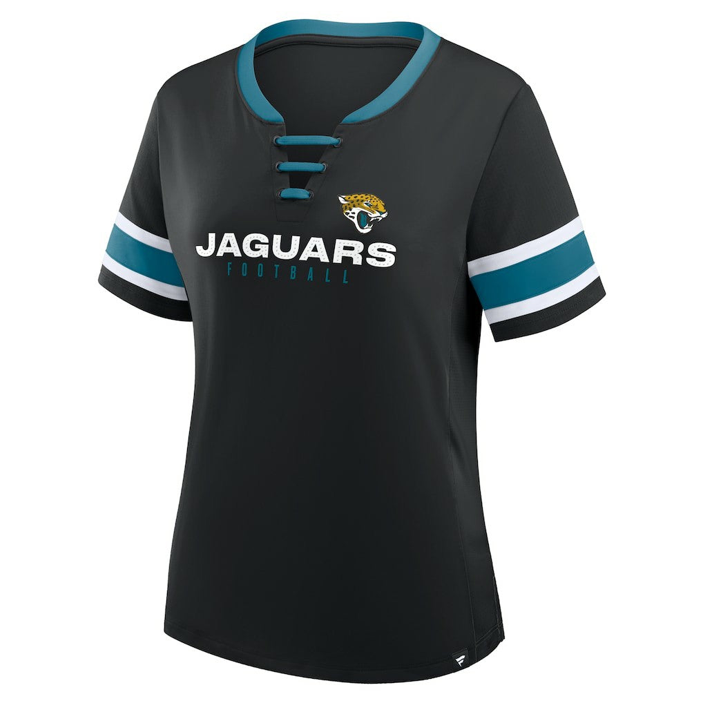 Jacksonville Jaguars Women's Redzone Draw Play Athena Lace-Up T-Shirt - Black - Fanatics