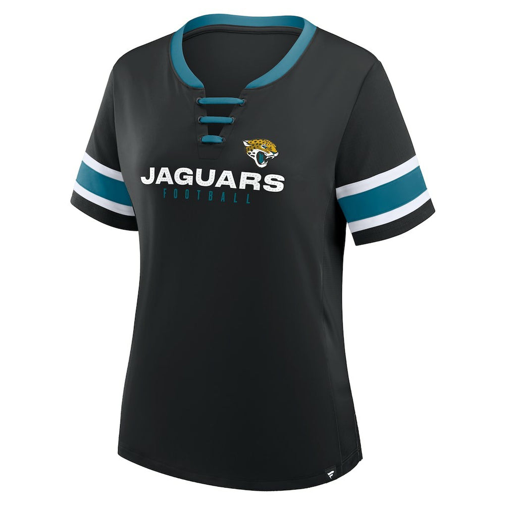 Jacksonville Jaguars Women's Redzone Draw Play Athena Lace-Up T-Shirt - Black - Fanatics