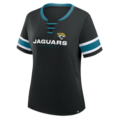 Jacksonville Jaguars Women's Redzone Draw Play Athena Lace-Up T-Shirt - Black - Fanatics