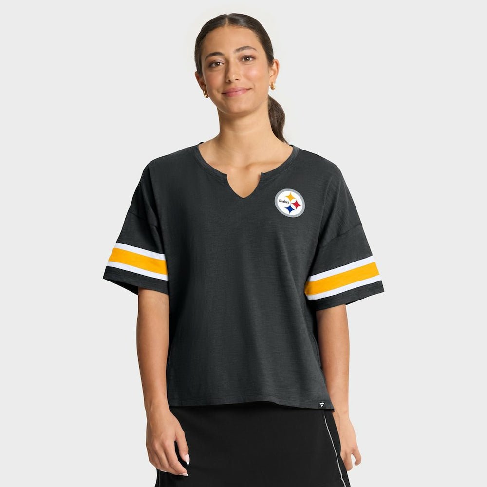 Pittsburgh Steelers Women's Redzone Curl Route T-Shirt - Black - Fanatics