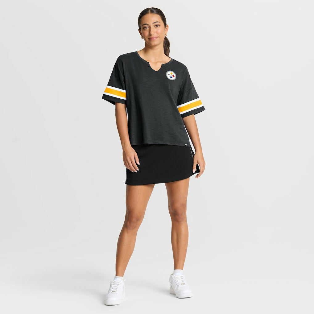 Pittsburgh Steelers Women's Redzone Curl Route T-Shirt - Black - Fanatics