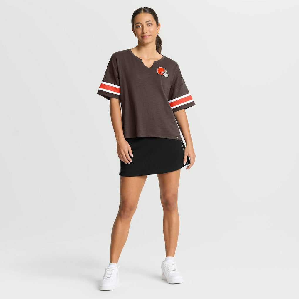 Cleveland Browns Women's Redzone Curl Route T-Shirt - Brown - Fanatics
