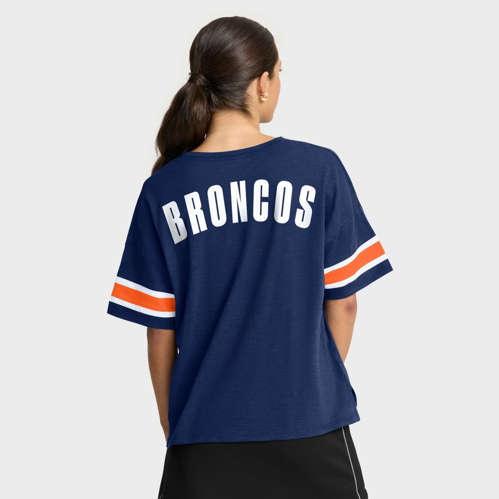 Denver Broncos Women's Redzone Curl Route T-Shirt - Navy - Fanatics