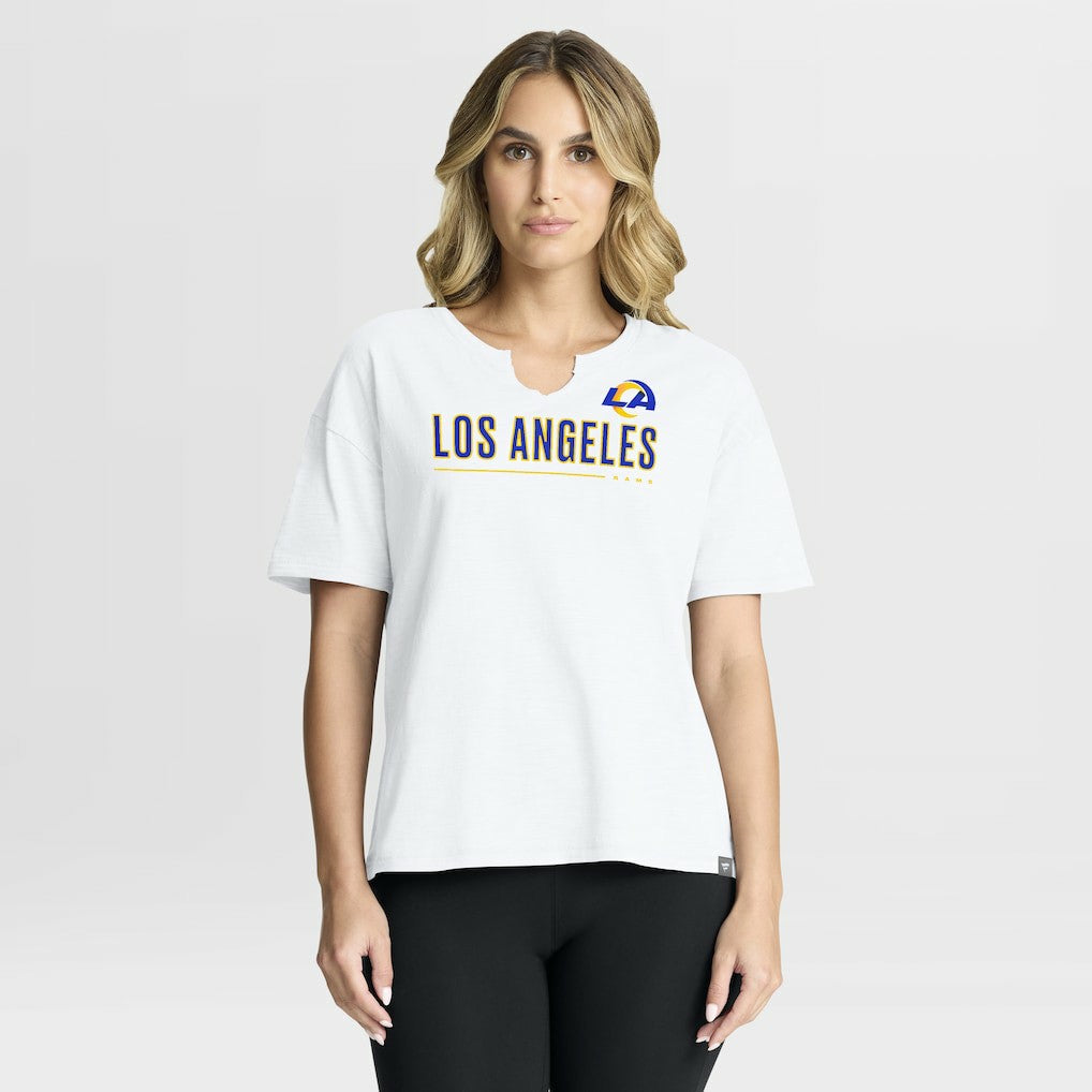 Los Angeles Rams Women's Redzone Slub Boxy T-Shirt - White - Fanatics