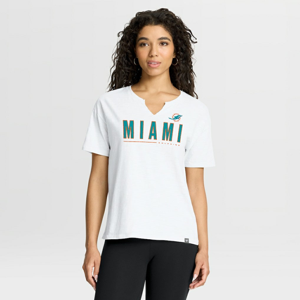 Miami Dolphins Women's Redzone Slub Boxy T-Shirt - White - Fanatics