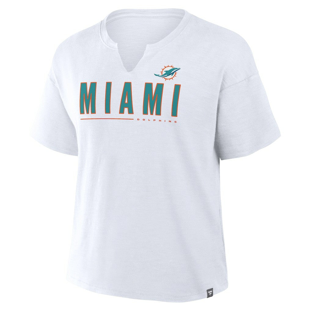 Miami Dolphins Women's Redzone Slub Boxy T-Shirt - White - Fanatics