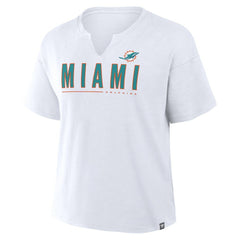 Miami Dolphins Women's Redzone Slub Boxy T-Shirt - White - Fanatics