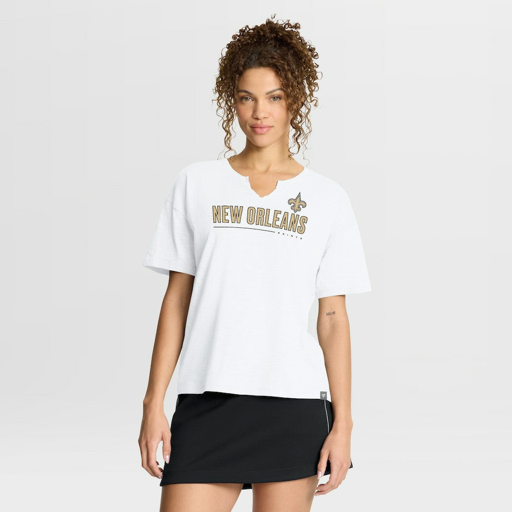 New Orleans Saints Women's Redzone Slub Boxy T-Shirt - White - Fanatics