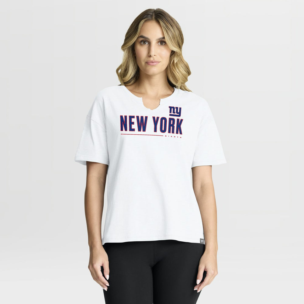 New York Giants Women's Redzone Slub Boxy T-Shirt - White - Fanatics