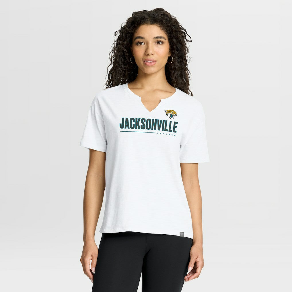 Jacksonville Jaguars Women's Redzone Slub Boxy T-Shirt - White - Fanatics