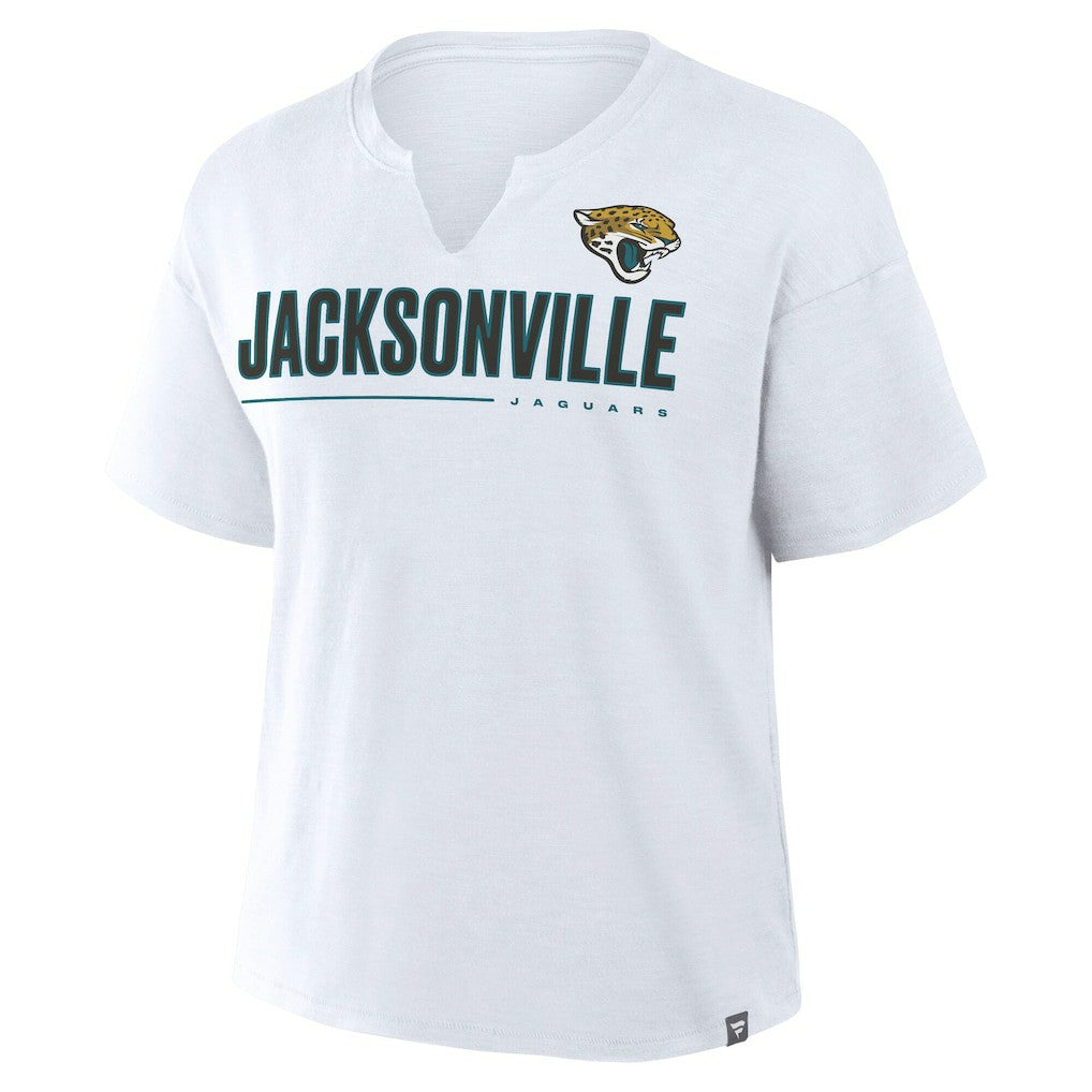 Jacksonville Jaguars Women's Redzone Slub Boxy T-Shirt - White - Fanatics
