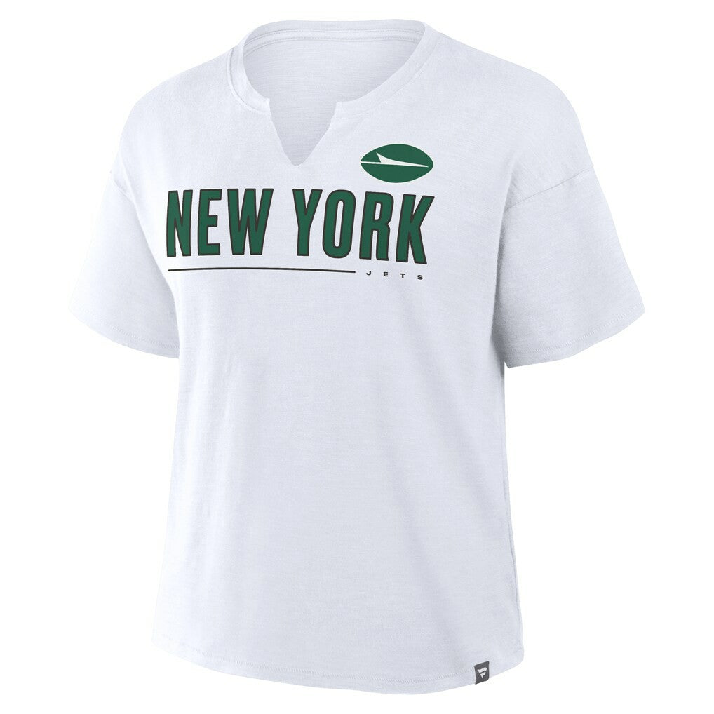 New York Jets Women's Redzone Slub Boxy T-Shirt - White - Fanatics