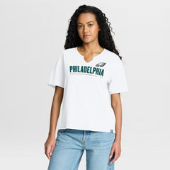 Philadelphia Eagles Women's Redzone Slub Boxy T-Shirt - White - Fanatics