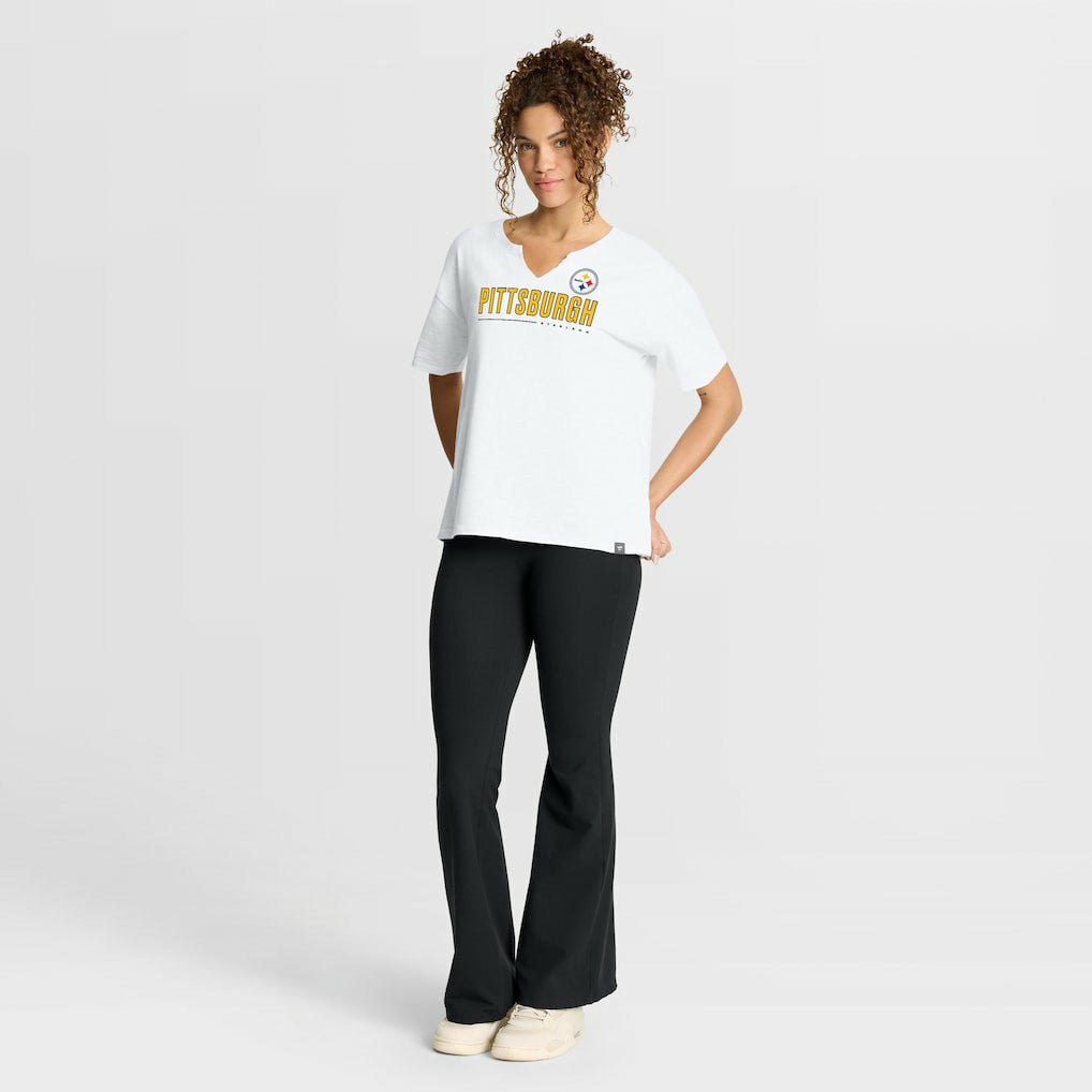 Pittsburgh Steelers Women's Redzone Slub Boxy T-Shirt - White - Fanatics