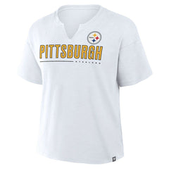Pittsburgh Steelers Women's Redzone Slub Boxy T-Shirt - White - Fanatics