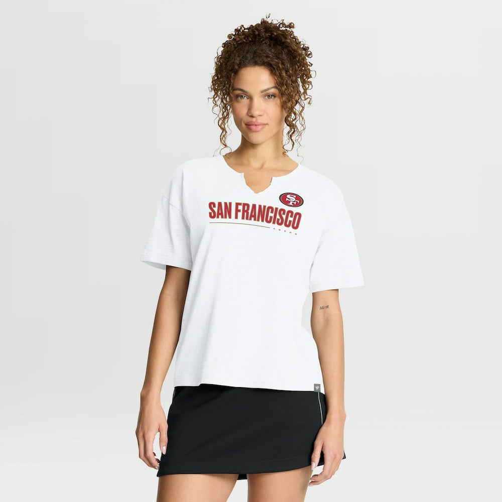 San Francisco 49ers Women's Redzone Slub Boxy T-Shirt - White - Fanatics