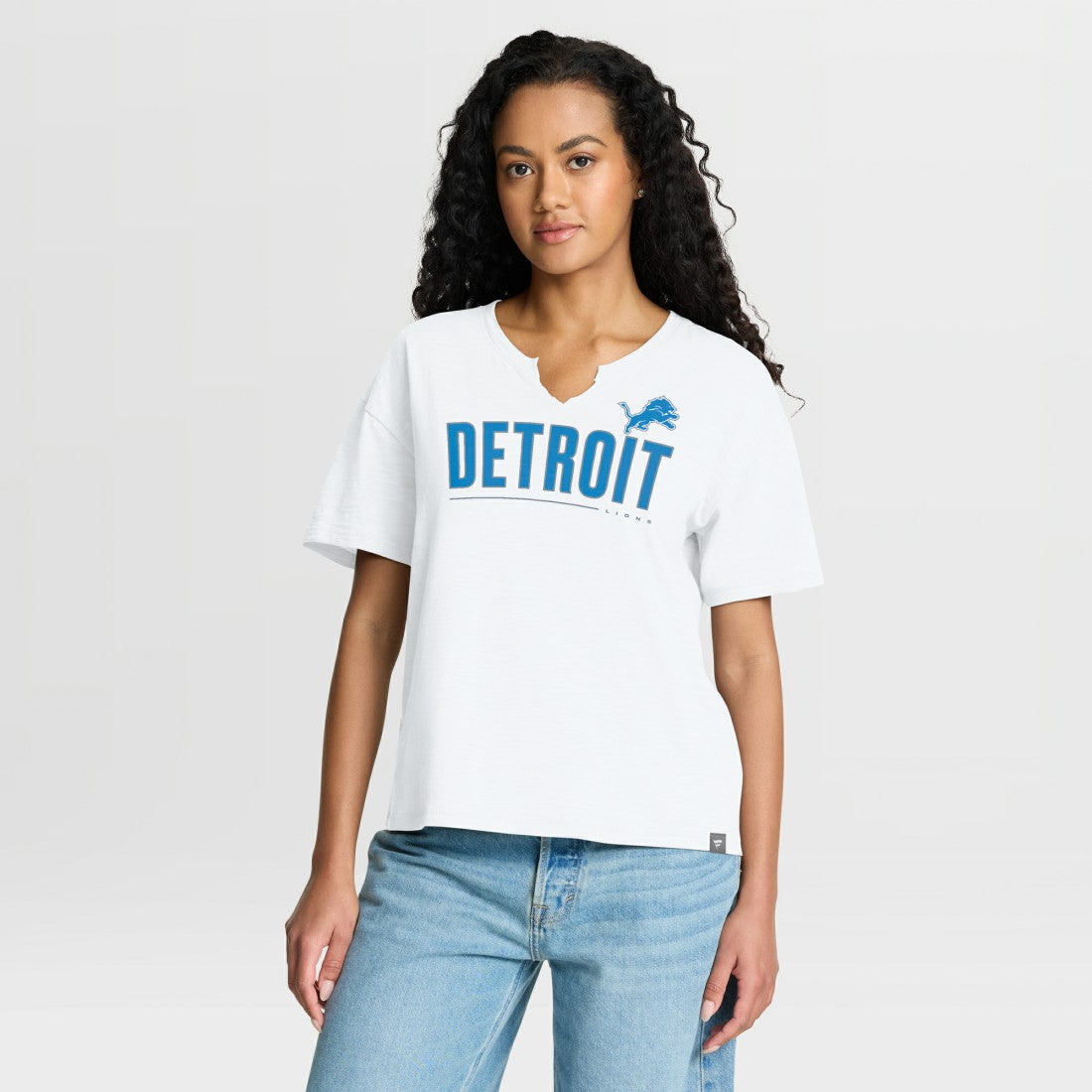 Detroit Lions Women's Redzone Slub Boxy T-Shirt - White - Fanatics