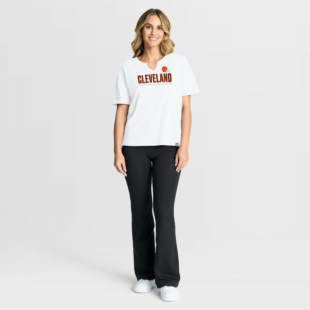 Cleveland Browns Women's Redzone Slub Boxy T-Shirt - White - Fanatics
