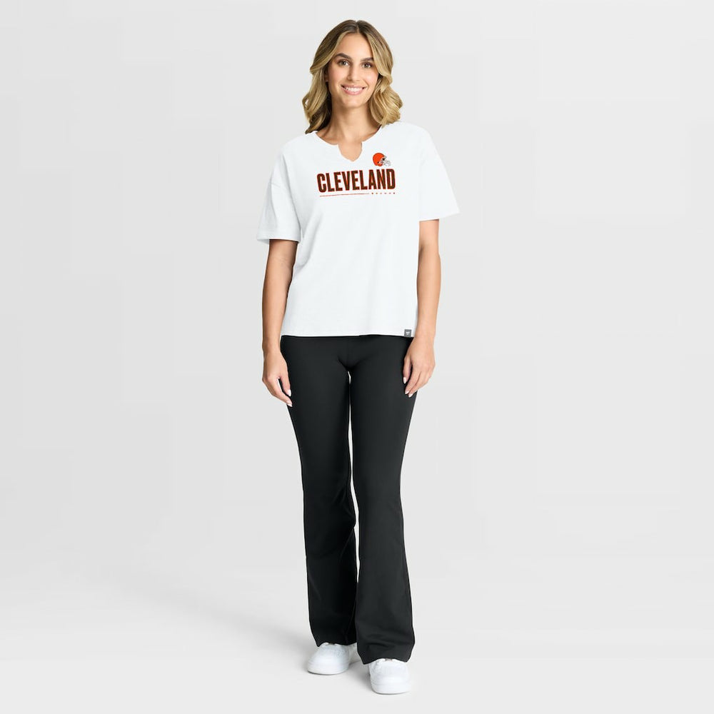 Cleveland Browns Women's Redzone Slub Boxy T-Shirt - White - Fanatics