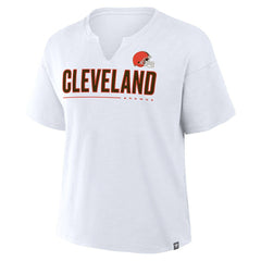 Cleveland Browns Women's Redzone Slub Boxy T-Shirt - White - Fanatics