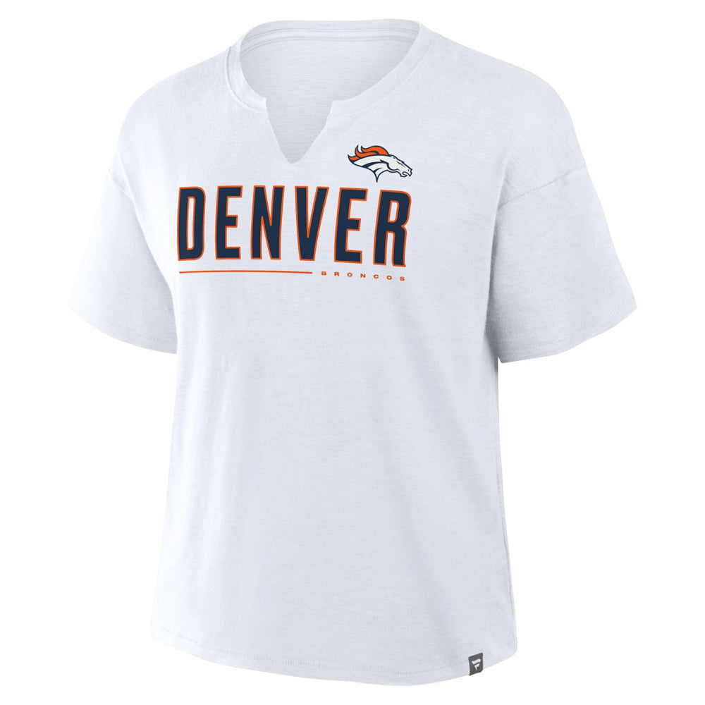 Denver Broncos Women's Redzone Slub Boxy T-Shirt - White - Fanatics
