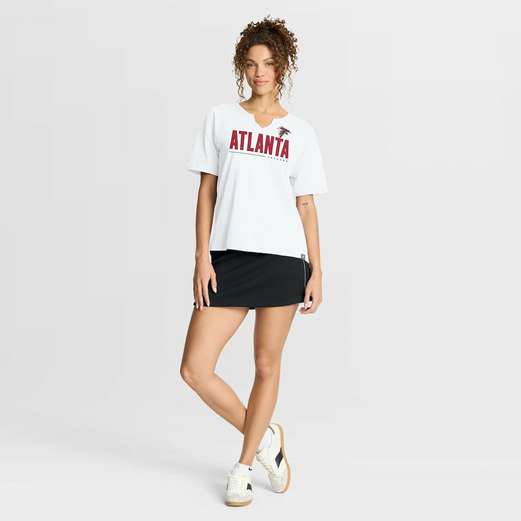 Atlanta Falcons Women's Redzone Slub Boxy T-Shirt - White - Fanatics