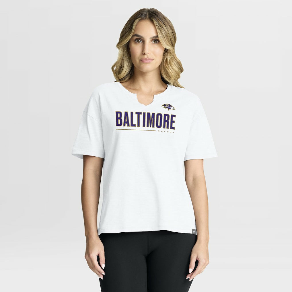 Baltimore Ravens Women's Redzone Slub Boxy T-Shirt - White - Fanatics
