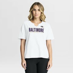 Baltimore Ravens Women's Redzone Slub Boxy T-Shirt - White - Fanatics
