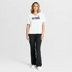 Baltimore Ravens Women's Redzone Slub Boxy T-Shirt - White - Fanatics