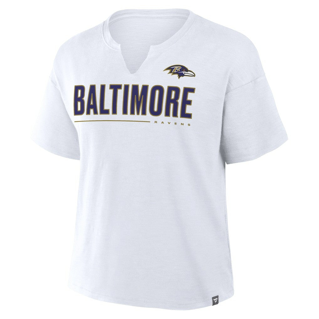 Baltimore Ravens Women's Redzone Slub Boxy T-Shirt - White - Fanatics