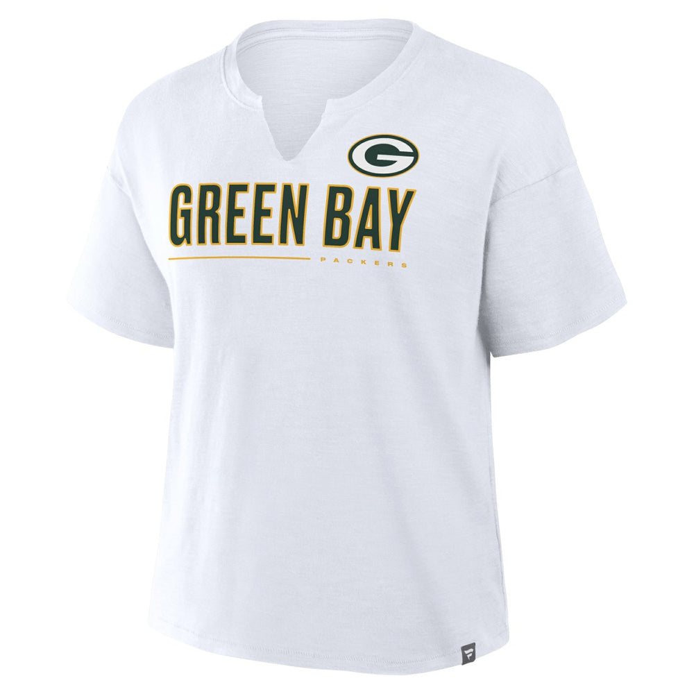 Green Bay Packers Women's Redzone Slub Boxy T-Shirt - White - Fanatics
