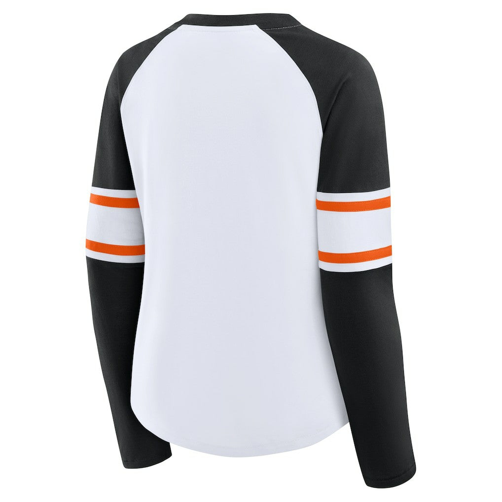Cincinnati Bengals Women's Redzone Blitz Package Raglan Lace-Up V-Neck Long Sleeve T-Shirt - White/Black - Fanatics