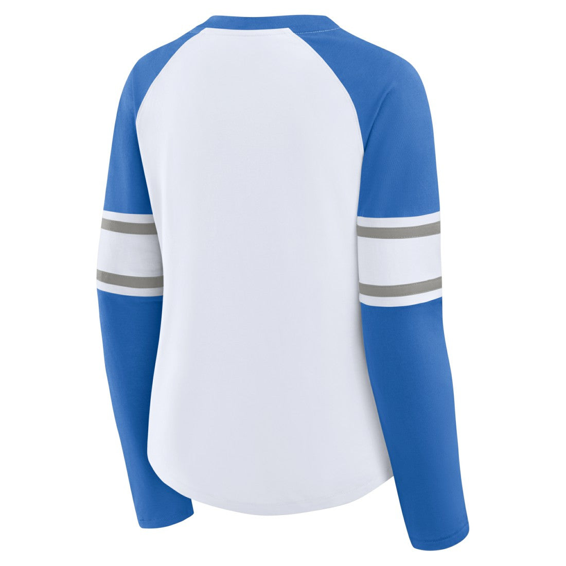 Detroit Lions Women's Redzone Blitz Package Raglan Lace-Up V-Neck Long Sleeve T-Shirt - White/Blue - Fanatics