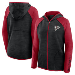 Atlanta Falcons Women's Redzone End Around Pass Raglan Full-Zip Hoodie - Black/Red - Fanatics