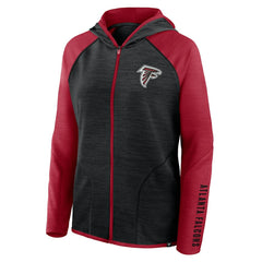 Atlanta Falcons Women's Redzone End Around Pass Raglan Full-Zip Hoodie - Black/Red - Fanatics