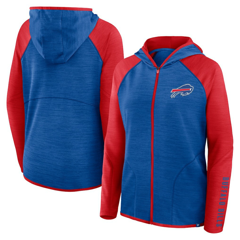 Buffalo Bills Women's Redzone End Around Pass Raglan Full-Zip Hoodie - Royal/Red - Fanatics