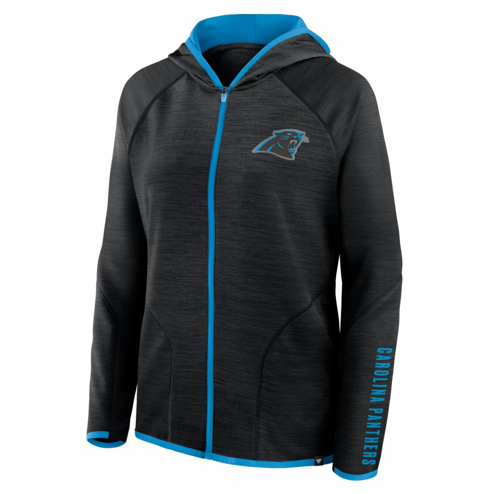 Carolina Panthers Women's Redzone End Around Pass Raglan Full-Zip Hoodie - Black - Fanatics