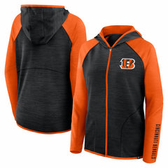 Cincinnati Bengals Women's Redzone End Around Pass Raglan Full-Zip Hoodie - Black/Orange - Fanatics