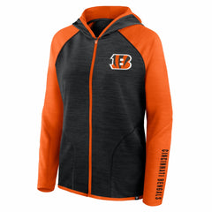 Cincinnati Bengals Women's Redzone End Around Pass Raglan Full-Zip Hoodie - Black/Orange - Fanatics