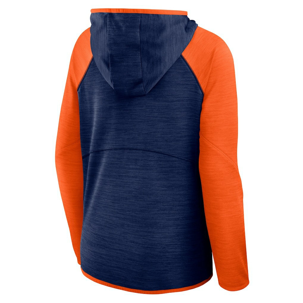 Denver Broncos Women's Redzone End Around Pass Raglan Full-Zip Hoodie - Navy/Orange - Fanatics