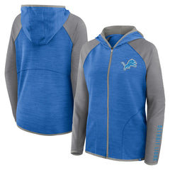 Detroit Lions Women's Redzone End Around Pass Raglan Full-Zip Hoodie - Blue/Gray - Fanatics