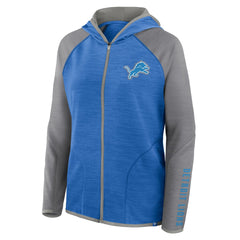 Detroit Lions Women's Redzone End Around Pass Raglan Full-Zip Hoodie - Blue/Gray - Fanatics