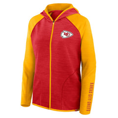 Kansas City Chiefs Women's Redzone End Around Pass Raglan Full-Zip Hoodie - Red/Gold - Fanatics