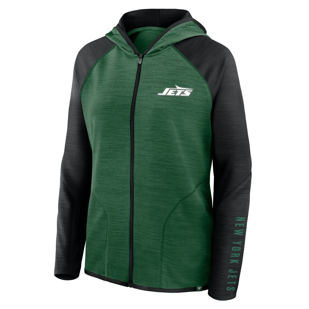 New York Jets Women's Redzone End Around Pass Raglan Full-Zip Hoodie - Green/Black - Fanatics