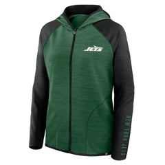 New York Jets Women's Redzone End Around Pass Raglan Full-Zip Hoodie - Green/Black - Fanatics
