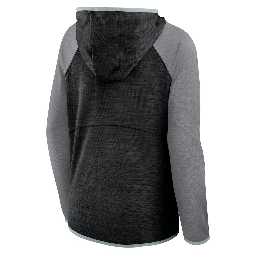 Las Vegas Raiders Women's Redzone End Around Pass Raglan Full-Zip Hoodie - Black/Gray - Fanatics