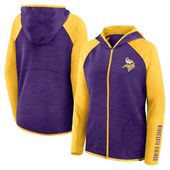 Minnesota Vikings Women's Redzone End Around Pass Raglan Full-Zip Hoodie - Purple/Gold - Fanatics