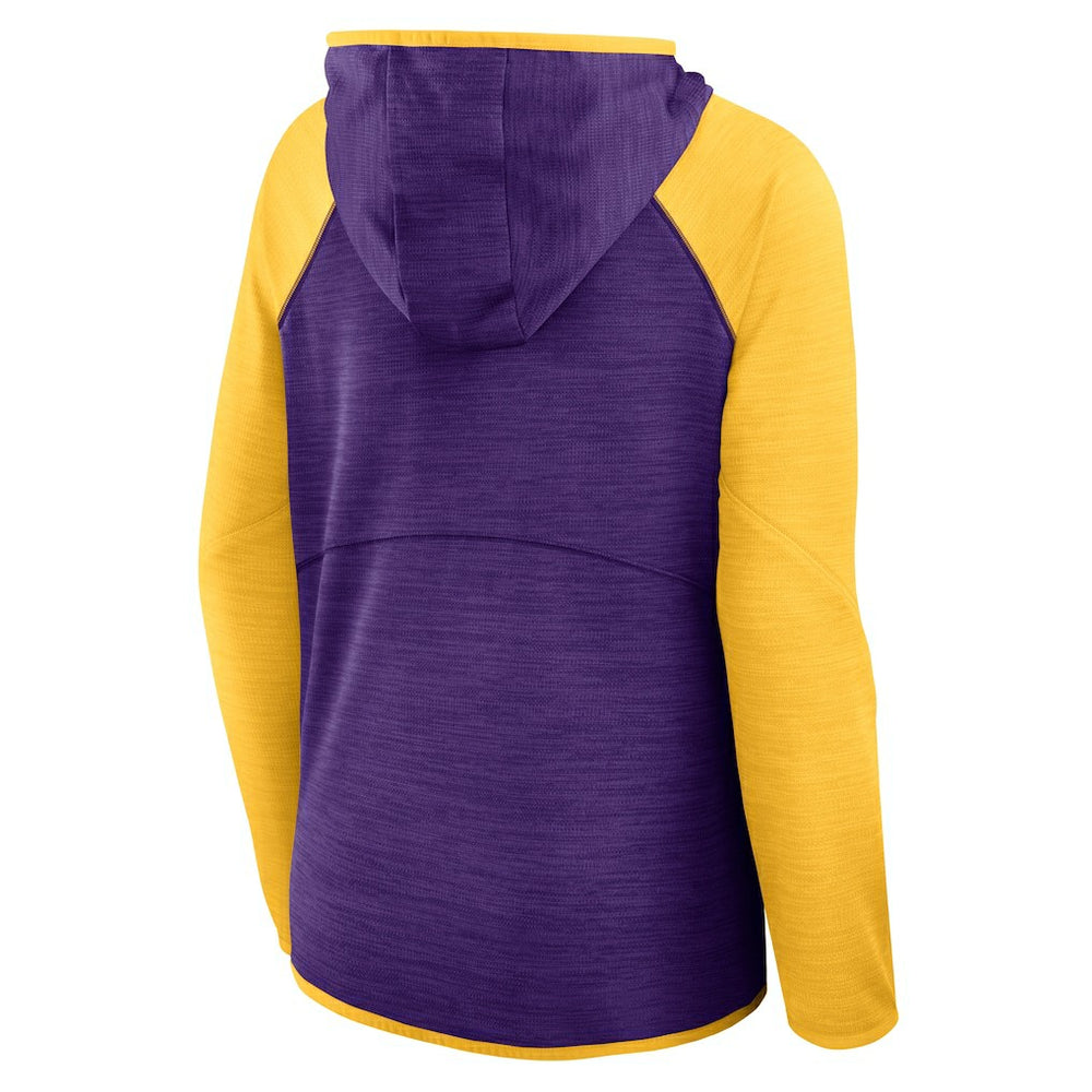 Minnesota Vikings Women's Redzone End Around Pass Raglan Full-Zip Hoodie - Purple/Gold - Fanatics